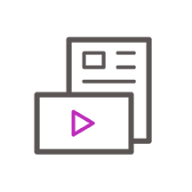 Surveys, events, images, videos icon